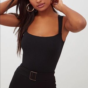Pretty Little Thing Black Square Neck Bodysuit